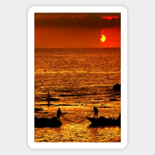 Sunset fishing Sticker